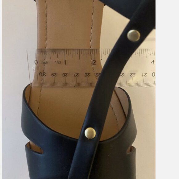 SODA Womens Black Ankle Strap Platform Wedge Espadrille Sandals - Picture 6 of 7